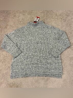 Well Worn Mock Neck High-Low Hem Sweater